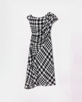 peploum Ama Drapped Dress in Checkered Pattern