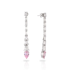 SooSilkyGems PINK DROP SOLITAIRE DANGLE EARRINGS