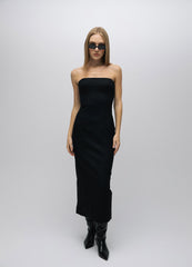 Lioara – Strapless Midi Dress with Slit Detail