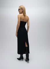 Lioara – Strapless Midi Dress with Slit Detail
