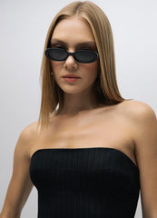 Lioara – Strapless Midi Dress with Slit Detail