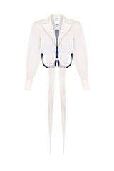 Knitology KNTLGY Ekru Organze Crop Ceket