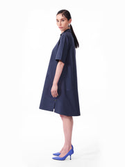 Knitology KNTLGY Lacivert Oversize Poplin A-Line Elbise