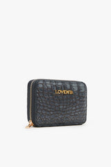Loventa Genuine Leather Zippered Card Holder Wallet – Blanca Crocodile Blue