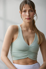 Wear Three Points Green Pleated Bustier