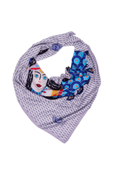 Dellel Deri Gri Şahmeran Monogram Fular