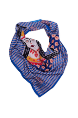 Dellel Deri Blue Shahmaran Monogram Scarf