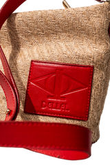 Dellel Deri Red Msg Straw Bag
