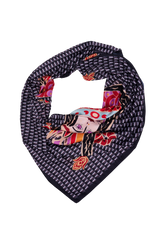 Dellel Deri Siyah Şahmeran Monogram Fular