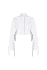 Knitology KNTLGY Beyaz Dokuma Crop Gömlek