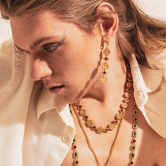 Maison Lygos Galla Placidia Square Enamel Earrings