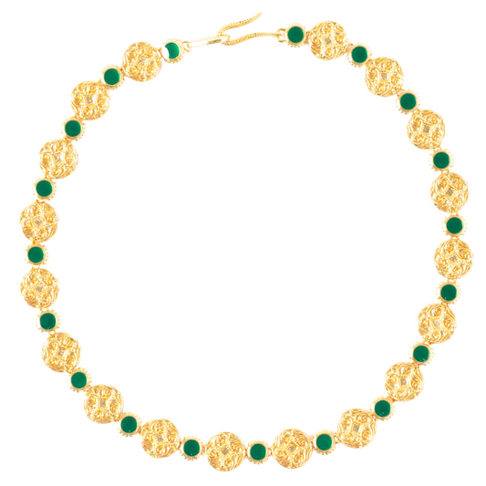 Maison Lygos Theodora Round Enamel Necklace