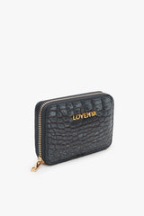 Loventa Genuine Leather Zippered Card Holder Wallet – Blanca Crocodile Blue