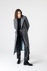peploum Adele Herringbone Coat - Baby Blue