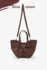 Loventa Mini Tote Bag Niesha - S Black Bİtter Brown Suede