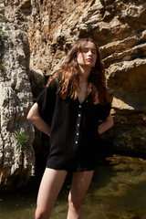 Handarte Los Angeles Siyah Müslin Tulum