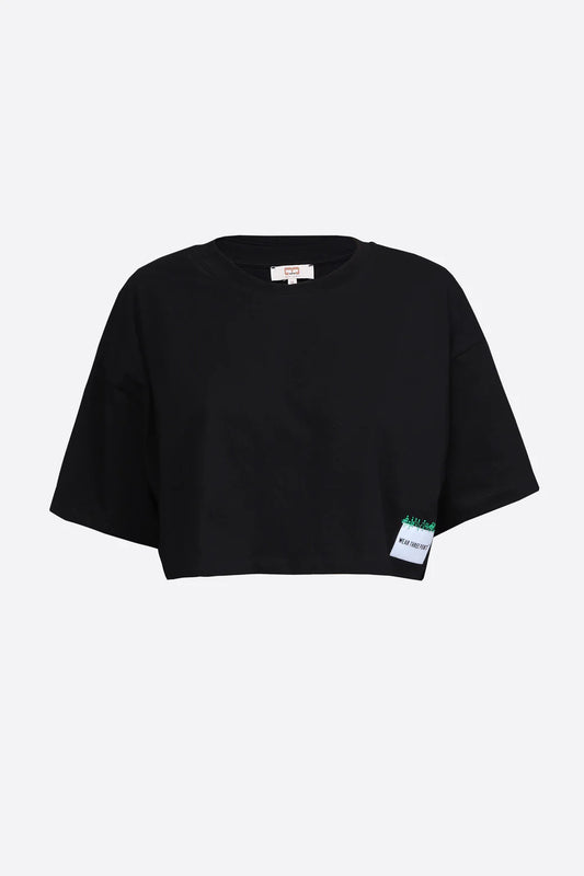 Wear Three Points Black Weekend Crop T-Shirt