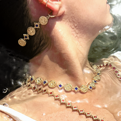 Maison Lygos Theodora Square Enamel Earrings