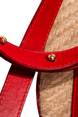 Dellel Deri Red Msg Straw Bag