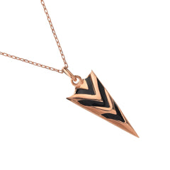 Chaseldor Triangle Black Striped Silver Necklace