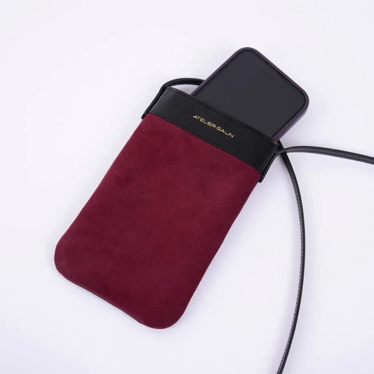 Mila Leather Phone Bag - Deep Red