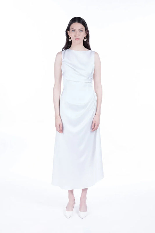 Peploum Amor Draped Satin Dress