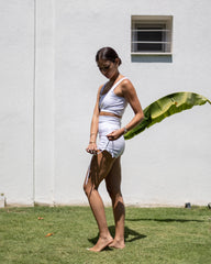 IAMLOVEIN White' Shirring Shorts