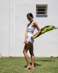 IAMLOVEIN White' Shirring Shorts