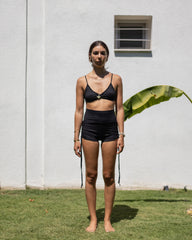 IAMLOVEIN Black' Shirring Shorts