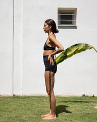 IAMLOVEIN Black' Shirring Shorts