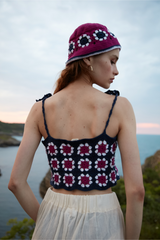 Handarte Los Angeles Fuşya Örgü Motifli Şapka