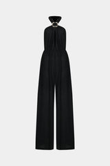 Colección Tansu New York Adjustable Glitter Belt Detailed Black Jumpsuit