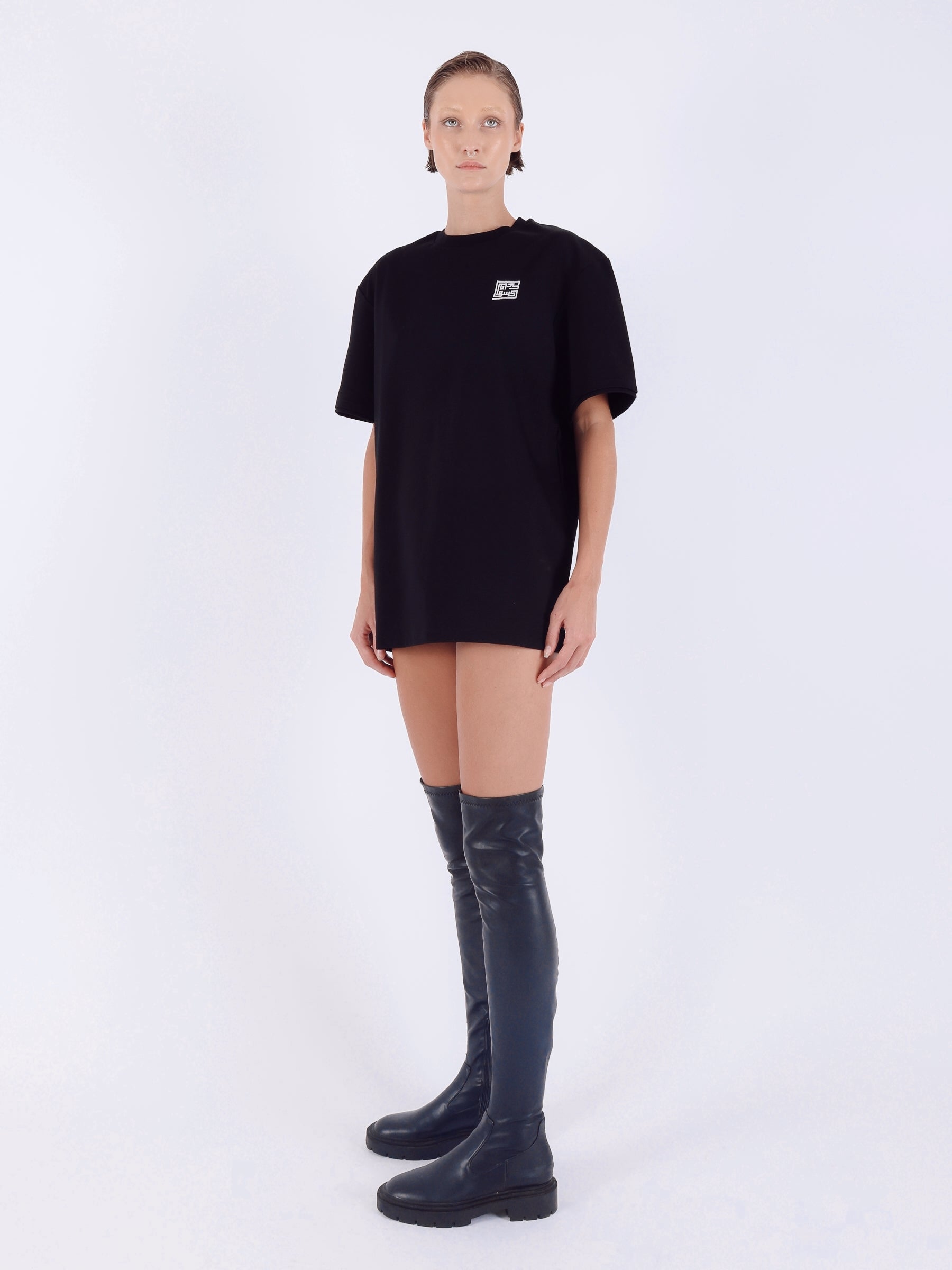 Knitology Siyah Sırtı Baskılı Oversize T-shirt