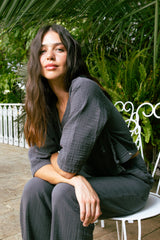 Handarte Los Angeles Antrasit Müslin Wrap Top