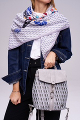 Dellel Deri Gray Shahmaran Monogram Scarf