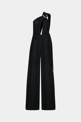 Colección Tansu New York Adjustable Glitter Belt Detailed Black Jumpsuit