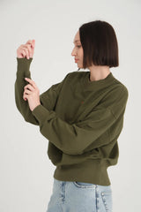 Aimée Wide Waist Cincher Yeşil Sweatshirt