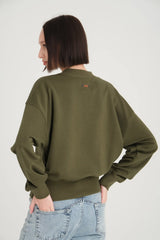 Aimée Wide Waist Cincher Yeşil Sweatshirt