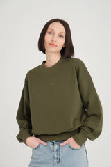 Aimée Wide Waist Cincher Yeşil Sweatshirt