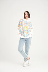 Aimée Free Bej Etnik Desenli Sweatshirt