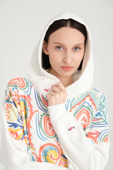 Aimée Free Bej Etnik Desenli Sweatshirt