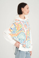 Aimée Free Bej Etnik Desenli Sweatshirt