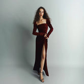 Alia Studio Contessa Elbise in Velvet Kırmızı