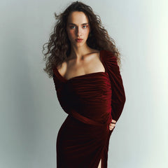 Alia Studio Contessa Elbise in Velvet Kırmızı