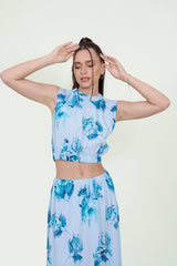 Eloshé Crop Skirt Set – Floral Pattern BEDSSM103