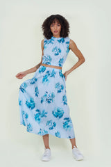 Eloshé Crop Skirt Set – Floral Pattern BEDSSM103