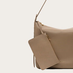 Matriarqe Nova Large Shoulder Bag in Leather - Taupe
