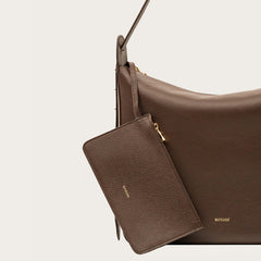 Nova Büyük Omuz Çantası Deri - Acı Kahverengi