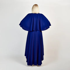 Bow Tie Neck Cape Sleeve Maxi Dress (Midnight Blue)