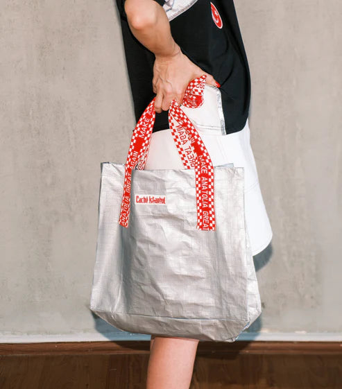 Caché Silver Tote Bag